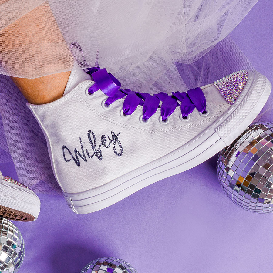 purple converse wedding shoes