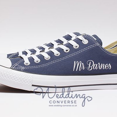 Navy Blue Converse with Groom