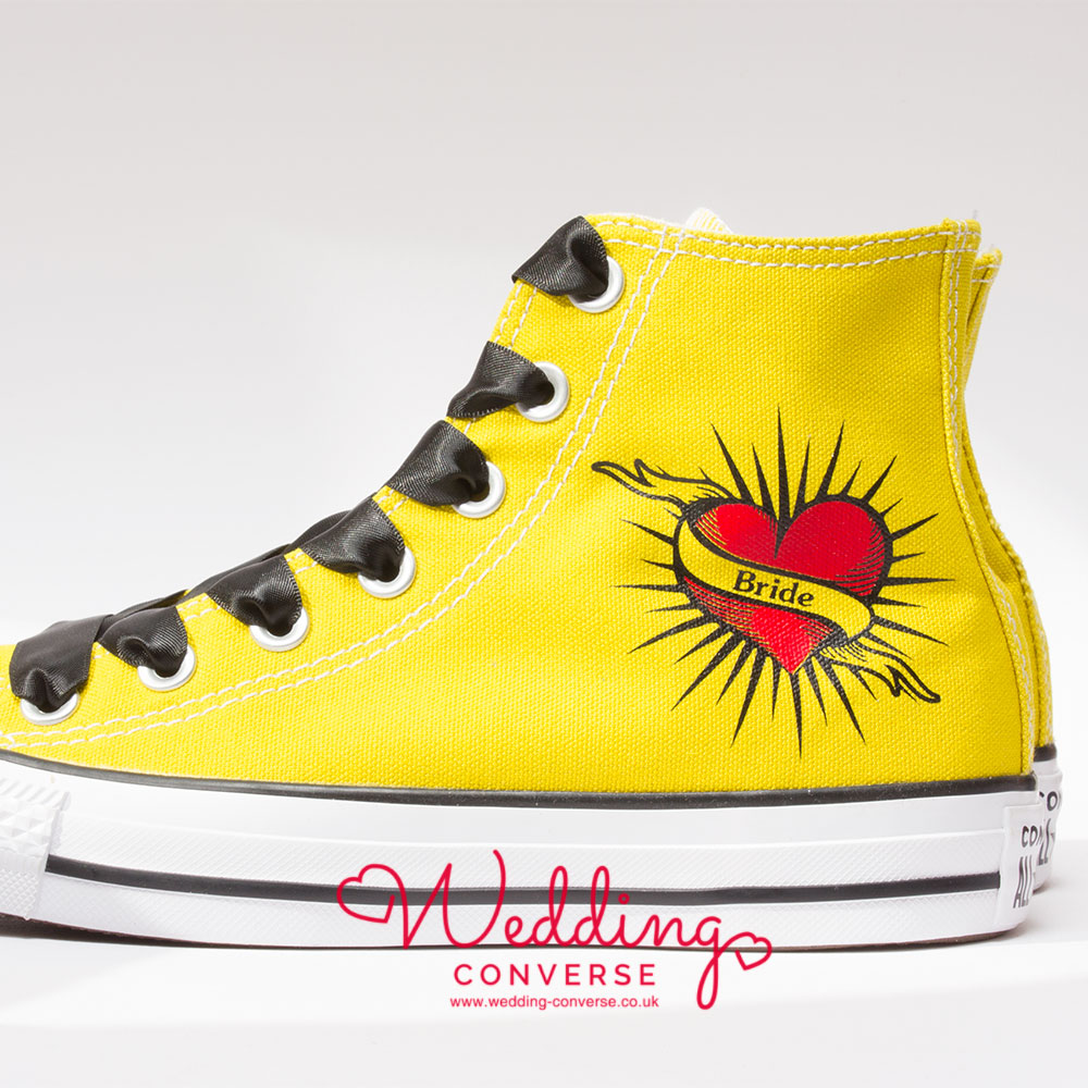 Yellow Converse with heart motif | Wedding Converse INSPIRATION