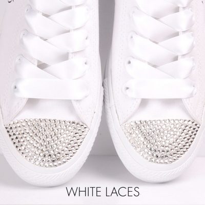 white satin laces for converse and wedding trainers