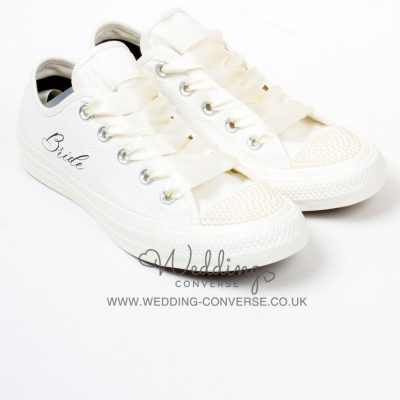 ivory wedding converse with pearls